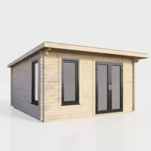 Image of Power 14x12 Pent Log Cabin - Right Hand Door