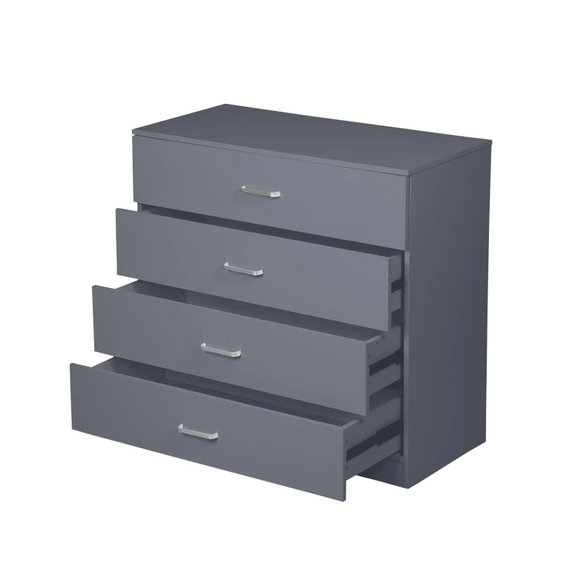 Image of Alivio 4 Drawers Bedside Cabinet Chest of Drawers for Office Bedroom in Grey Grey Unisex