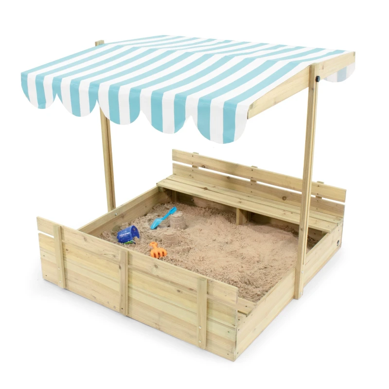 Image of Plum Play Plum Wooden Sandpit with Canopy Natural unisex One Size