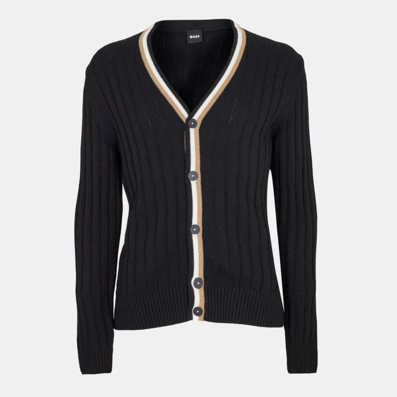 Image of Boss Mens Losilvio Button-Front Tailored Cardigan Black male XL