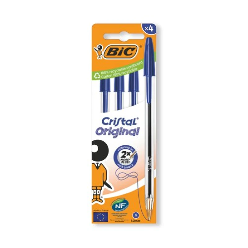 Image of Bic Bic Cristal Ballpoint Pen Medium Blue (Pack of 4) 516332 516332