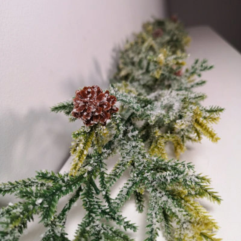 Image of Samuel Alexander 160Cm Realistic Look Christmas Green Spruce Garland With Frosting And Plastic Pine Cones