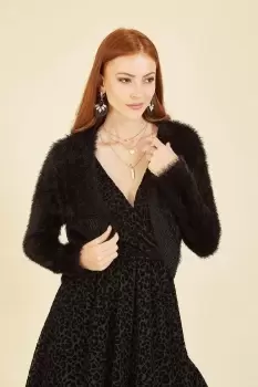 Image of Black Eyelash Knit Bolero