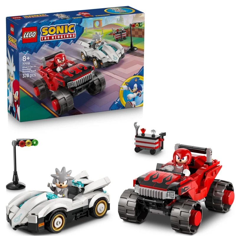 Image of LEGO Sonic the Hedgehog Silver's Car vs. Knuckles' Monster Truck 77118
