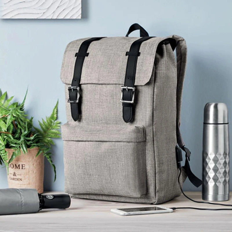 Image of Treat Republic Grey Magnetic Laptop Backpack & USB Cable Grey unisex Standard