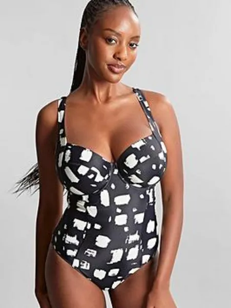 Image of Panache Panache Paloma Balcony Wired Swimsuit Black/Sand Female 34E BJ57415