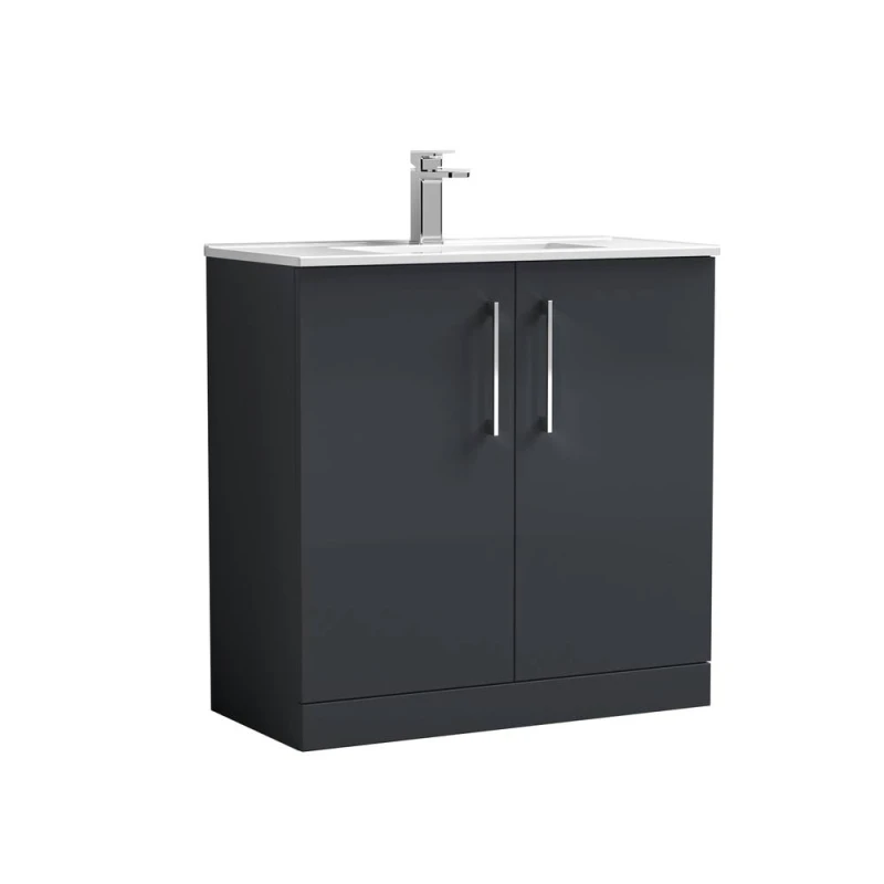 Image of Balterley Bathroom 2 Soft Close Door & Vanity Unit Basin, Dark Grey, 435mm in Grey Grey Unisex