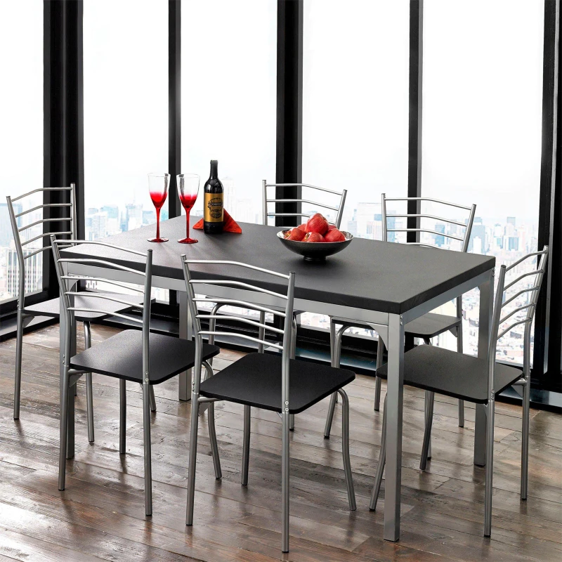 Image of Homelife 7 Piece Dining Tables Black unisex One Size