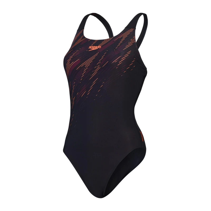 Image of Speedo Womens One Piece Swimsuit Black/Red female 12 (M)