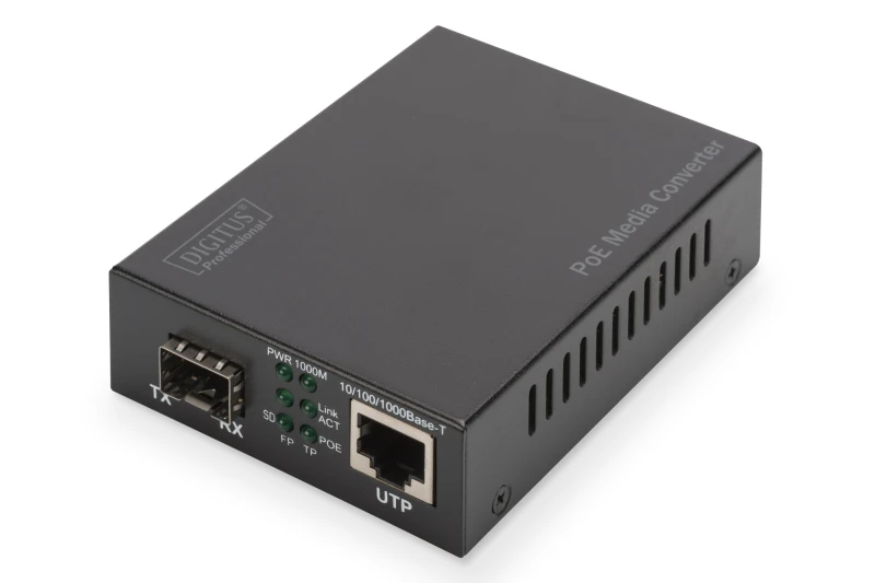 Image of Digitus Gigabit PoE media converter. RJ45 / SFP. PSE