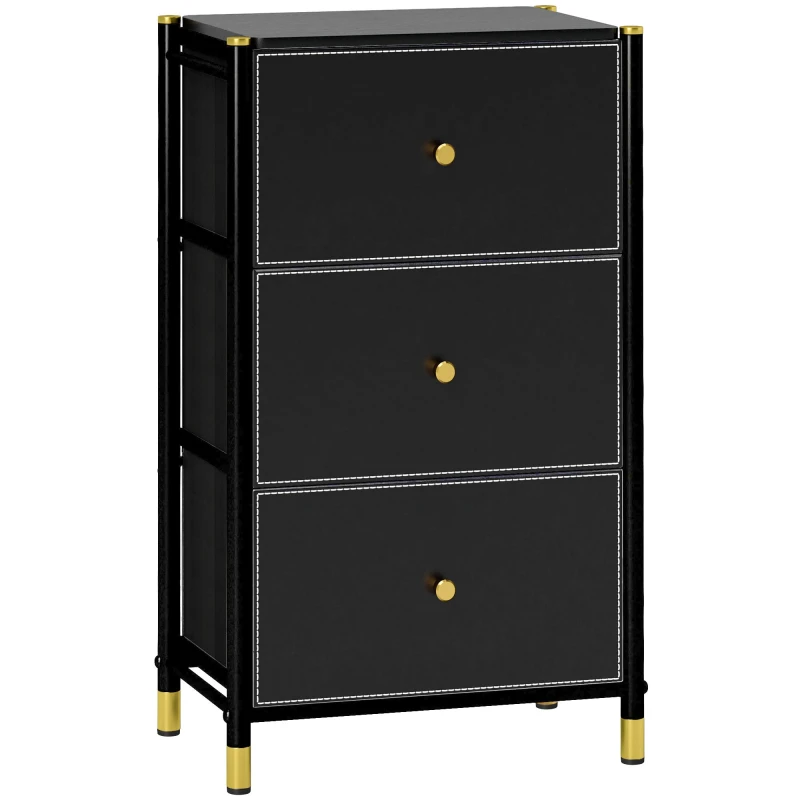 Image of HOMCOM HOMCOM Chest of Drawers with 3 Drawers for Bedroom, Living Room, Black