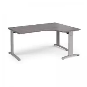 Image of TR10 deluxe right hand ergonomic desk 1600mm - silver frame and grey