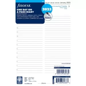 Image of Filofax A5 Day per Page 2023 Diary Refill, white