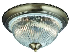 Image of Bathroom Flush 2 Light Ceiling Antique Brass, E14