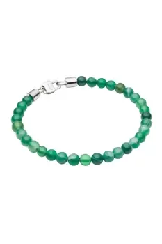 Image of Green Agate Bead Bracelet with Stainless Steel Clasp 22cm