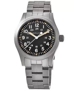 Image of Hamilton Khaki Field Mechanical Black Dial Steel Mens Watch H69529133 H69529133
