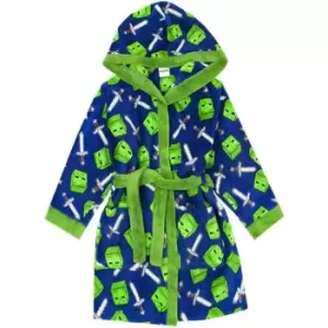 Image of Minecraft Boys Zombie Steve And Sword Dressing Gown (13-14 Years) (Blue/Green)