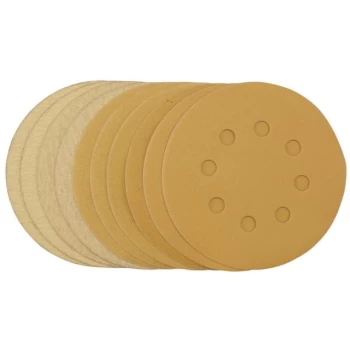 Image of Draper Gold Sanding Discs with Hook & Loop, 125mm, Assorted Grit - 120G, 180G, 240G, 320G, 400G (Pack of 10)
