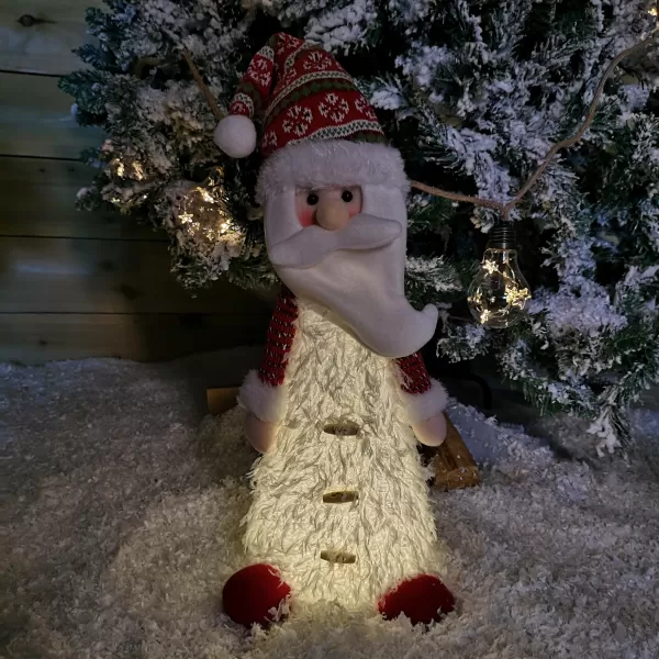 Image of 46cm Battery Operated LED Standing White Santa Christmas Decoration