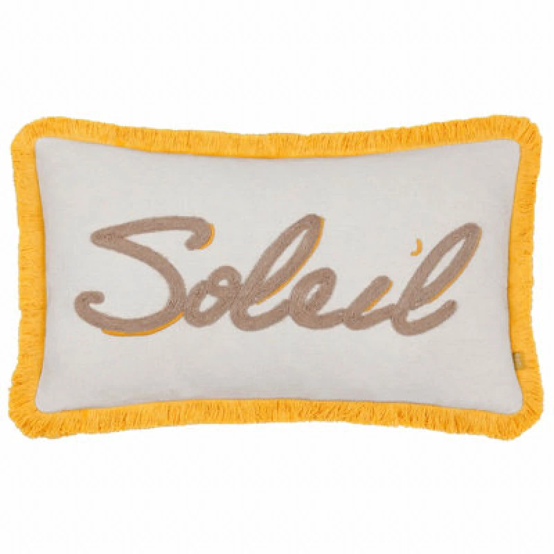 Image of Furn Furn Soleil Embroidered Cushion in Yellow Size: 30cm x 50cm Yellow 30cm x 50cm Unisex 5025532852939