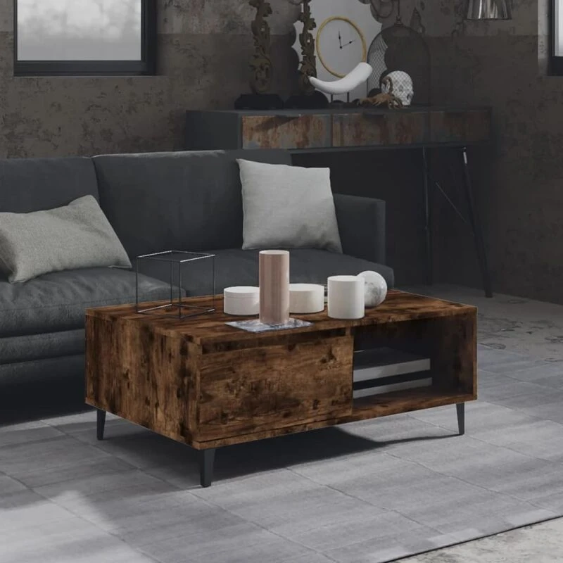Image of VIDAXL Coffee Table Smoked Oak 90x60x35cm Engineered Wood Vidaxl 8720286855225