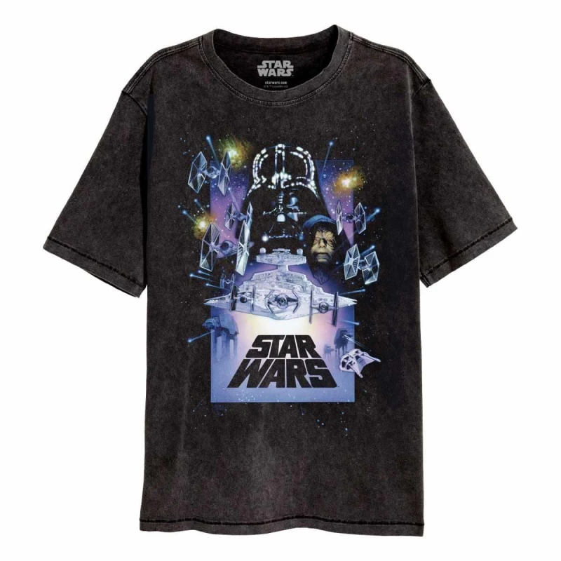 Image of Star Wars Poster Acid Wash T-Shirt Black male