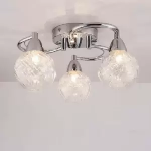 Image of Harperliving - bolla 3xG9 Energy Saving LED Semi Flush Ceiling Light, Swirl Arms, Polished Chrome Finish, Natural White (4000K), Bulbs Included