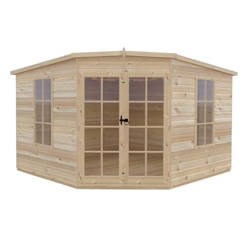 Image of Shires Hampton High Spec Shiplap Summerhouse Garden Sun Room Approx 10x10 ft in Light Tan Light Tan Unisex