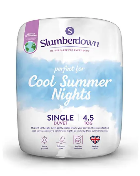 Image of Slumberdown Slumberdown Summer Cool 4.5 Tog Duvet White DOUBLE AW02602