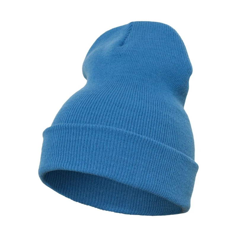 Image of Yupoong Flexfit Heavyweight Long Beanie Winter Hat in Blue Blue Unisex One Size