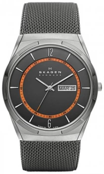 Image of Skagen Mens Melbye Grey Stainless Steel Mesh Strap Watch