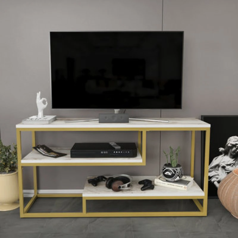Image of Decorotika Lorin TV Stand TV Unit for TVs up to 55" Gold