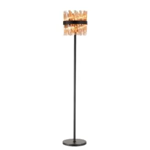 Image of Lysander 8 Light G9, Floor Lamp, Satin Black, Amber