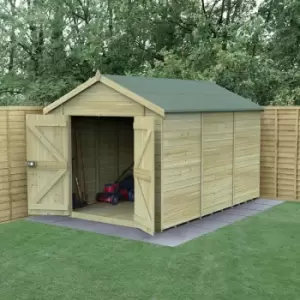 Image of 12' x 8' Forest Timberdale 25yr Guarantee Tongue & Groove Pressure Treated Windowless Double Door Apex Shed (3.65m x 2.52m)