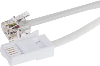 Image of Maplin RJ11 to BT Plug BT- 431A Telephone Modem Cable - White, 3m