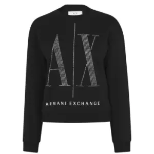 Image of Armani Exchange Embellished Logo Sweatshirt - Black