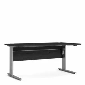 Image of Prima Desk 150 Cm In Black Woodgrain With Height Adjustable Legs With Electric Control In Silver Grey Steel