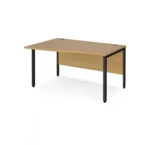 Image of Office Desk Left Hand Wave Desk 1400mm Oak Top With Black Frame Maestro 25 MB14WLKO