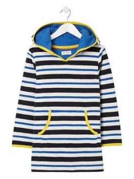 Image of Fat Face Boys Stripe Hooded Towelling Top - Navy