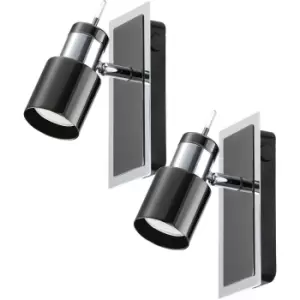 Image of 2 PACK Wall Spot Light Colour Back Plate & Shade Nickel Black GU10 5W Included