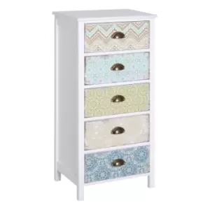 Image of Homcom 5 Drawer Storage Chest Boho Multi Pattern