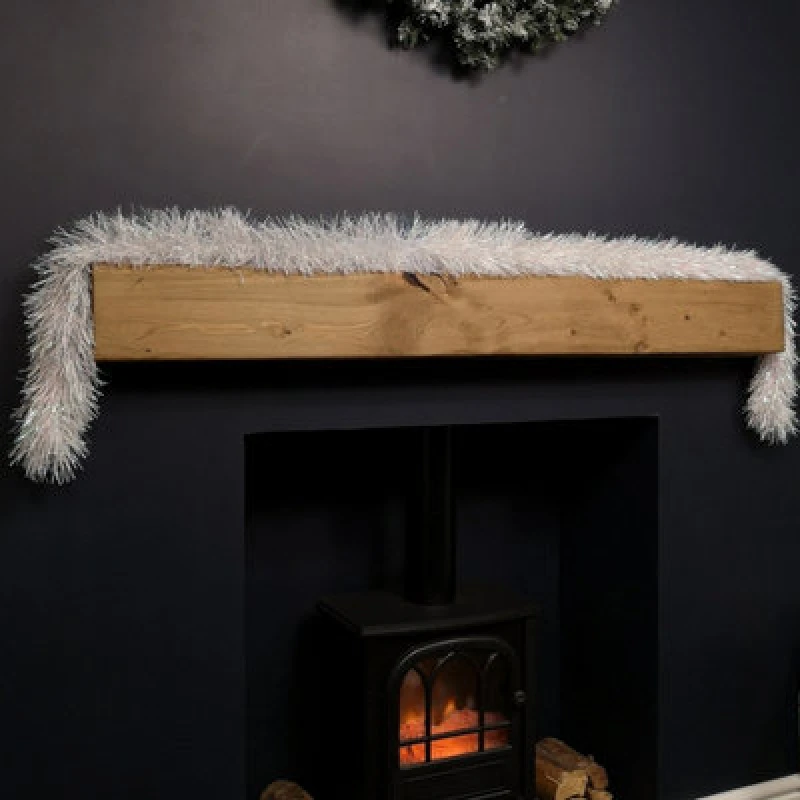 Image of Samuel Alexander 2M X 10Cm Festive Tinsel Garland Christmas Tree Decoration Iridescent White