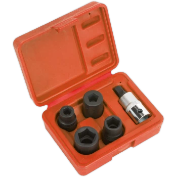 Image of Sealey 5 Piece 1/2" Drive Pentagon Brake Caliper Socket Set for Bendix and Girling Brakes 1/2"