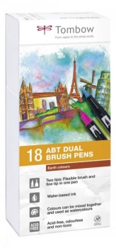 Image of Tombow ABT Dual Brush Pen 2 tips Earth Colours PK18