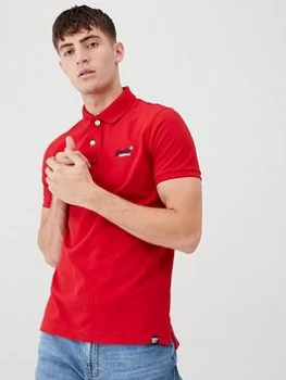 Image of Superdry Classic Pique Short Sleeved Polo Shirt - Red, Size XL, Men