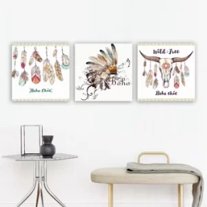 Image of P122439 Multicolor Decorative Canvas Painting (3 Pieces)