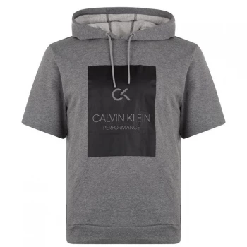 Image of Calvin Klein Performance Billboard Short Sleeve Hoodie - 077Grey/CKBlack