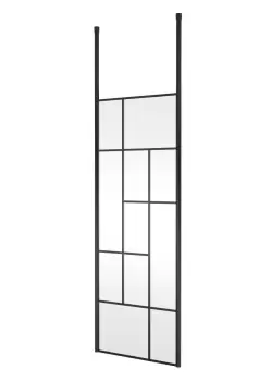 Image of Hudson Reed 760mm Abstract Frame Wetroom Screen With Ceiling Posts - Matt Black