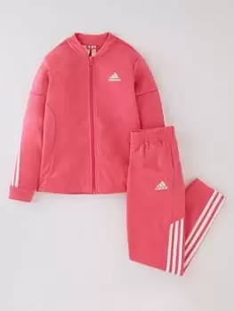 Image of Adidas Adidas Junior Girls 3 Stripe Full Zip Tricot Tracksuit