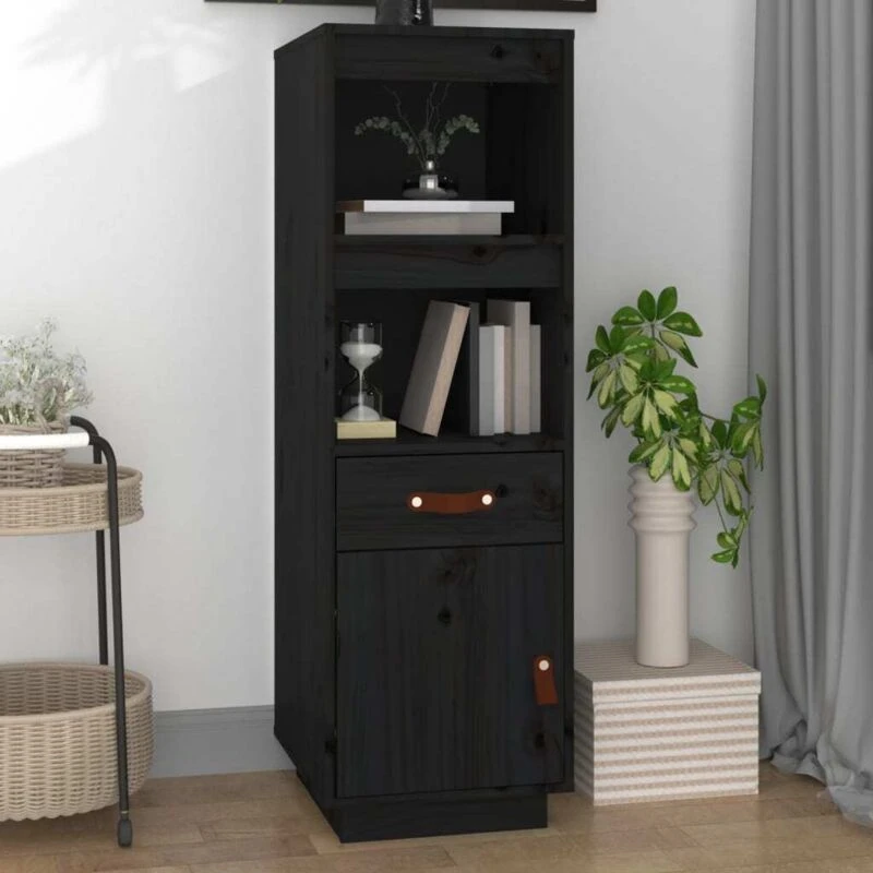 Image of Vidaxl Highboard Black 34X40X108,5cm Solid Wood Pine, Black 820156